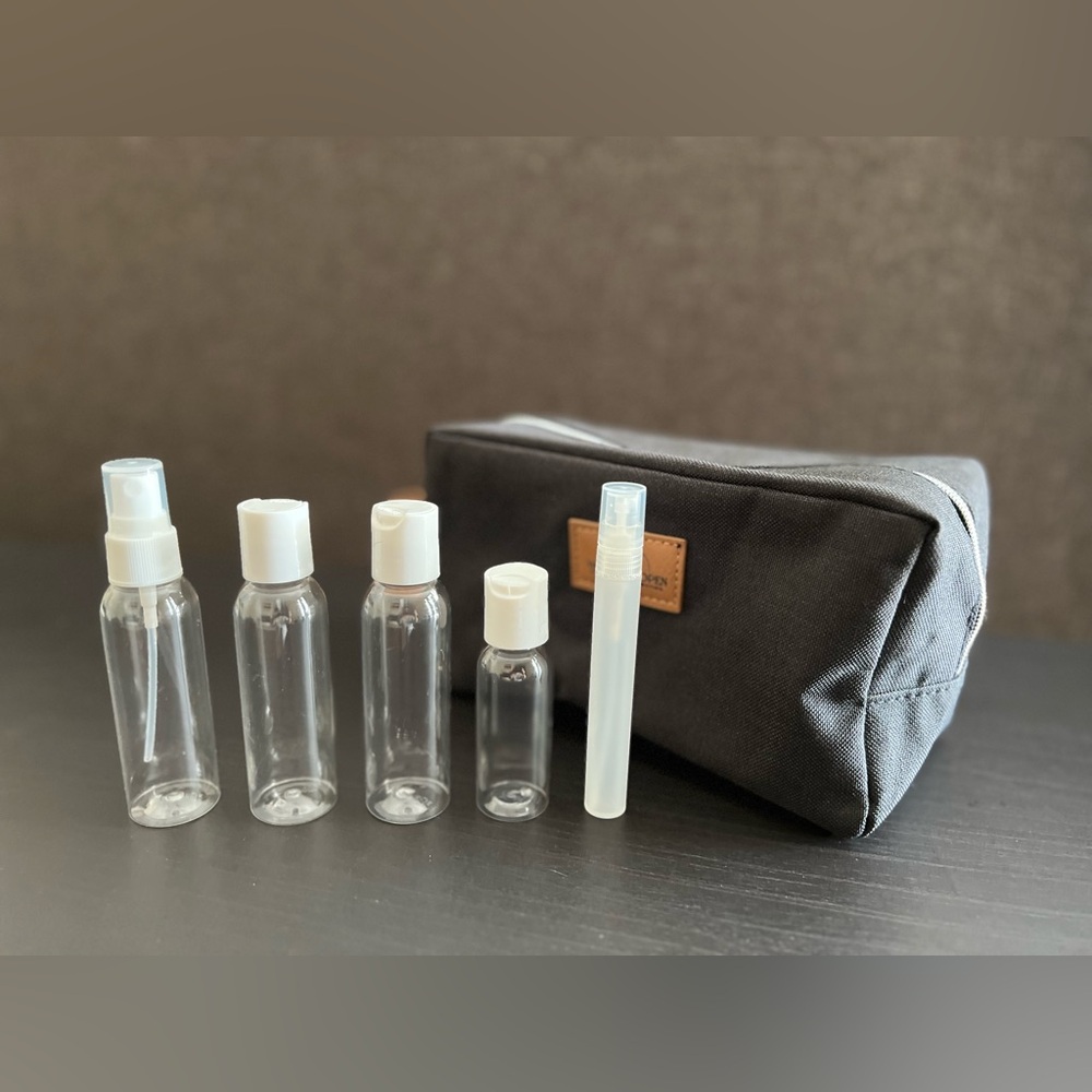 Travel toiletry bag / pouch and travel size Bottle Set